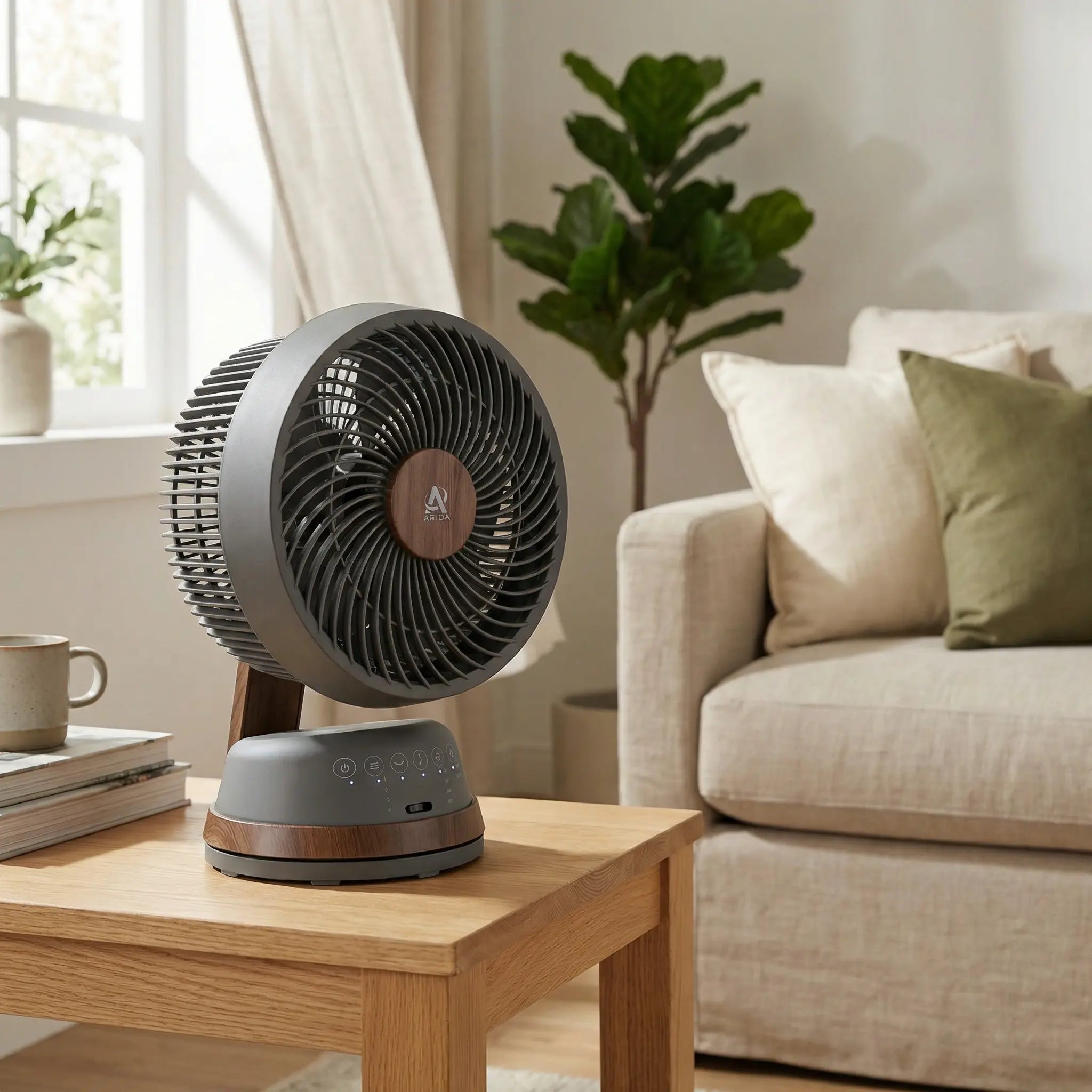 Arida Breeze powerful and quiet table fan (white/dark)
